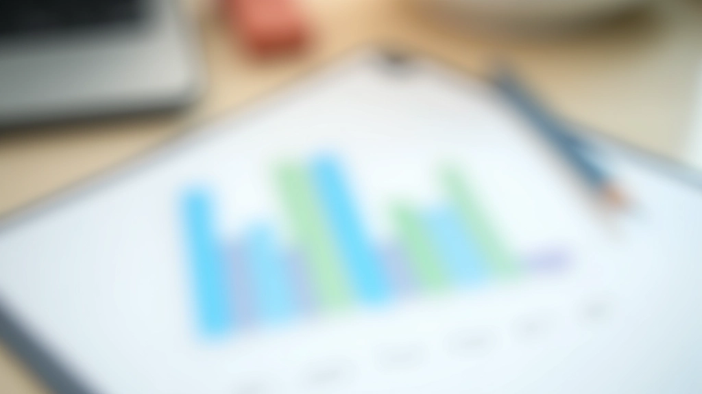 Barevný graf s modrými a zelenými sloupci znázorňující měsíční postup, tužka vedle papíru