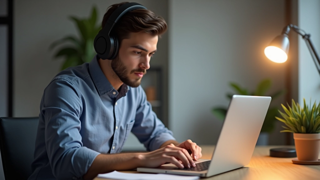 Muž studuje finanční vzdělání online